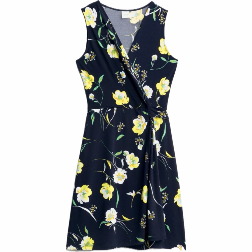 Kaileigh Seanna Navy Floral Faux Wrap Dress – Spring Floral Date Night | M